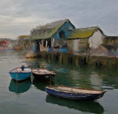 Mevagissey Harbour - Oil Painting - Manipulated
