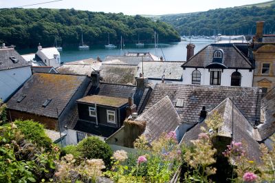 Fowey rooftops and river