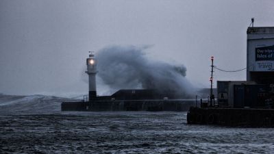 Penzance Lighthouse during storm