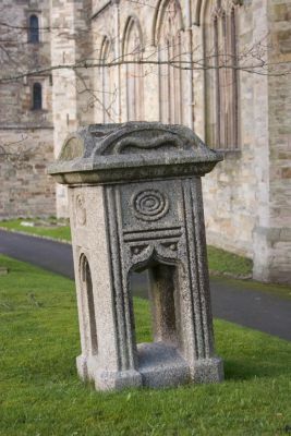 Stone in front of St Petroc's Church