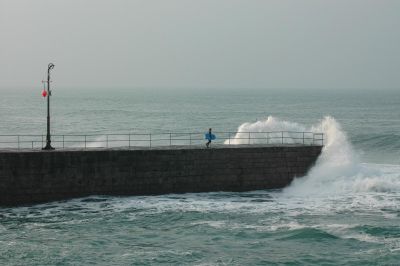 Getting in the quick way at Porthleven