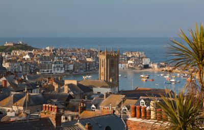 St Ives harbour over the rooftops